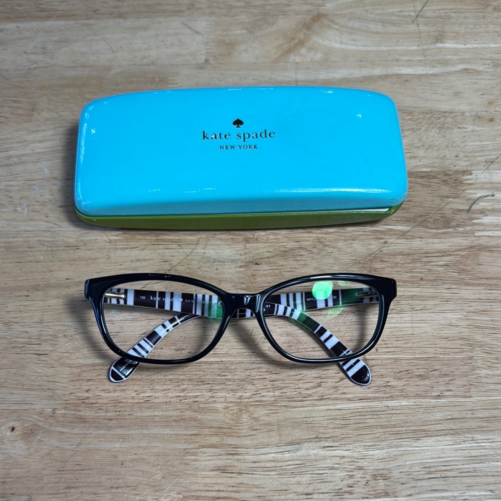 Kate Spade Black and White Striped Sunglasses with Case